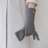 Gorro de lana de terciopelo de mapache de alta calidad para invierno, guantes largos y cálidos para mujer, dos dedos para pantalla táctil, suaves, combinan con todo, sensación de lujo ligero