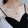 Marca Europea y Americana ins joyería gargantilla flor de loto imitación perla collar acero titanio chapado oro 18K cadena clavícula