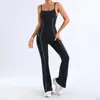Mono de Yoga Deportivo Transfronterizo Europeo y Americano de Amazon para Mujer con Hermoso Diseño en la Espalda, Bloques de Color, Alta Elasticidad, Secado Rápido, de una Sola Pieza con Pantalones Largos Acampanados