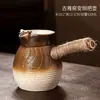 Panela Vermelha Popular Panela Assada Chaleira para Chá de Leite Panela de Cozinha Chinesa Resistente a Altas Temperaturas Panela com Alça Lateral Conjunto Doméstico Interno para Chá de Leite Assado na Madeira