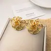 Novos Brincos de Renda Folha de Lótus Vazada Estilo Chinês, Estilo Retrô da Moda, Design de Nicho, Brincos de Alta Qualidade Atacado para Mulheres
