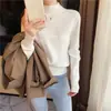 Suéter suave de otoño e invierno para mujer, corte holgado, cuello semi-alto, camiseta base de punto, estilo nuevo, top interior suave