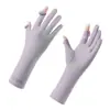 Luvas de Proteção Solar Femininas Resistentes a UV Tela Sensível ao Toque Outdoor Dirigindo Antiderrapantes Proteção Solar Verão Leves Equitação Luvas de Seda de Gelo