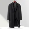 Abrigo largo de lana para hombre Leishibert, nuevo estilo otoño e invierno, acolchado y engrosado, corte ajustado