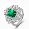 Anel Quadrado de Diamante Colorido Tesouro Celebriedade da Internet Venda Quente Moda Conjunto Completo de Diamantes Anel Retangular com Diamante Cristal Vermelho