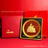 Placa Quadrada Redonda Chinesa de Ouro Puro Três Ovelhas Trazendo Prosperidade Ornamento Decoração de Mesa para Casa/Escritório Presente Comercial Atacado Personalizado