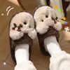 Pantuflas de Peluche de Cachorro Lindas Calientes para el Hogar Antideslizantes Suela Suave Cómodas Cerradas de Algodón Otoño Invierno para Usar al Aire Libre Mujer