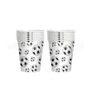 Pratos de Papel de Futebol Branco, Guardanapos de Papel, Copos de Papel, Toalha de Mesa, Caixa de Doces, Conjunto de Talheres Descartáveis para Festas de Aniversário