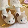 Lindas Zapatillas de Felpa de Gato de Algodón para Mujer, Uso en Casa Otoño/Invierno, Felpa Plus Cálidas Antideslizantes Suaves Lindas Zapatillas de Piel de Punta Cerrada para Mujer
