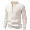 Invierno 2026 nuevo suéter de punto de moda para hombre con media cremallera, top de punto talla grande, color liso, camisa básica simple para hombre