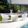 Mesas y sillas de exterior escandinavas personalizadas, combinación de sillas de ratán para patio, sillas de comedor de ratán para ocio, muebles de jardín para balcón