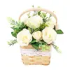 Cesta tejida, Cesta para arreglo floral simulado, Bolso tipo bandolera Mini cesta de flores, Objetos pequeños para el hogar, Bolso de mano para bodas, Exhibición para fiestas navideñas