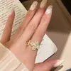 Anel Aberto Flor de Zircônia Vintage Estilo Francês para Mulheres, Anel de Dedo Indicador Ajustável da Moda de Luxo Leve de Alta Qualidade