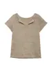 Camiseta de Verano de Gasa Tejida de Manga Corta, Versátil, para el Trabajo y el Ocio, con Cuello en V Delgado, para Mujer