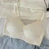 Sutiã Push-up Fino Floral Puro e Sedutor para Mulheres com Seios Pequenos, Suporte Macio Sem Aro Anti-Queda Doce e Delicado