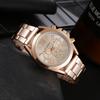 Relógio Feminino de Quartzo Romano de Três Olhos Mais Vendido 2024 Casual Aço Inoxidável Dourado Feminino Pronto para Cross-Border