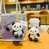 Pingente de Boneca Panda de Pelúcia Requintado e Fofo Chaveiro de Carro Desenho Animado Pingente de Mochila Pequeno Presente para Casal