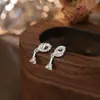 Brincos de Prata Pura S999 para Mulheres, Estilo Coreano, Frescos e Doces, Borla, Brincos Dinâmicos de Gota d'Água, Brincos de Folha com Rosca Amigáveis ao Ouvido