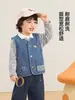 Ropa infantil Kaka Panda, chaleco de mezclilla para niños, cárdigan para niñas, atuendo de otoño para bebés, chaleco para bebés