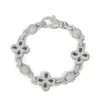 Hebilla de Diamantes Completa Transfronteriza Europea y Americana Cadena de Bolas de Trébol de Cuatro Hojas Joyería Hip-Hop Accesorios de Moda Pulsera de Piedras Preciosas de Zirconia Colorida
