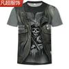 Moda de verão 2024 explosões camiseta masculina falsa de duas peças estampa digital 3D manga curta outlet de fábrica