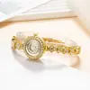 Pulsera de Reloj Popular Transfronteriza con Pedrería, Reloj de Cuarzo Redondo para Mujer, Pulsera de Reloj Versátil y Elegante, Reloj de Moda y Sencillo para Mujer