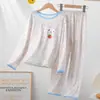 Pijama infantil al por mayor de primavera y otoño del Sudeste Asiático para niños y niñas, bebé de manga larga para el hogar, conjunto de ropa fina de verano para aire acondicionado