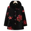 Chaqueta de algodón acolchada de invierno para mujeres de mediana edad y mayores, con forro de felpa para abrigar, un diseño holgado y elegante, y un cuello de piel sintética