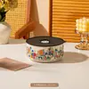 Tazón de Cerámica de Grado Alimenticio con Tapa, Juego de Tres Piezas, Lonchera para Microondas, Caja para Frutas, Tazón para Fideos Instantáneos, Caja de Regalo, Regalo Souvenir