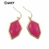 WT-E740 color Piedra Ojo de Gato hexagonal pendientes de gancho pequeños pendientes de ropa lisa para todo tipo de atuendo