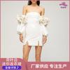 Vestido de verano para mujer, estilo europeo y americano, con volantes, cintura ajustada, minivestido de noche con volantes