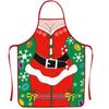 Delantal Decorativo Navideño Estampado a Color Delantal de Cuello Halter Decorativo Delantal con Cordones Delantal Impermeable y a Prueba de Aceite Delantal de Venta al por Mayor Transfronteriza