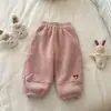 Timo chicas nuevo estilo dulce lindo pantalones de chándal cálidos con forro polar estilo coreano pantalones cónicos bordado de Mickey pantalones casuales