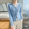 Elegante cárdigan de punto para mujer, color liso, sin botones, escote en V, punto de lingote, adelgazante en la cintura, elegante para ir al trabajo, 100% lana