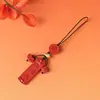Hebilla de Seguridad de Arena Roja de Alto Contenido Cadena para Teléfono Gato de la Suerte Colgante de Cinabrio Natural Adorno Unisex Encanto para Teléfono
