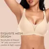 Sujetador Seamless Fino Europeo y Americano Plus-Size Transfronterizo para Mujeres con Poco Busto, Sujetador de una Pieza con Escote en V Profundo Sin Aros, Estilo de Cierre Trasero