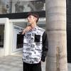 Camisa vintage holgada informal coreana de manga larga con contraste de colores y costuras de periódico elegantes al estilo de Hong Kong para niños