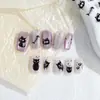 Adesivos de Arte para Unhas de Gatinho Fofo Desenho Animado Estilo Ins Preto e Branco Graffiti Adesivos para Unhas Decorações para Capa de Celular Caderno DIY