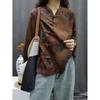 Jaqueta Casual com Estampa de Algodão e Linho Outono Nova em Estoque para Mulheres, Roupa Casual Estilo Zen Chinês para Chá com Blusa de Botões para Mulheres