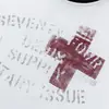 Camiseta de Manga Corta con Estampado de Cruz Estilo Streetwear Americano para Hombre Ins Marca de Tendencia Europea y Americana Camiseta Casual Holgada de Cuello Redondo en Color de Contraste