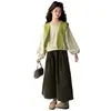 Conjunto de Sudadera para Niñas Primavera y Otoño 2026 Nuevo Casual Estilo Coreano para Niñas Mayores, Sudadera Chal y Pantalones de Pierna Ancha Tendencia