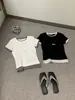 Wgwe9807 Ropa de Mujer Guangzhou Shisanxing 2026 Verano Nuevo Estilo Petite Cuello Redondo Bloque de Color Manga Corta Camiseta Top