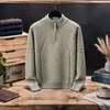 Yingao novo suéter de tricô masculino com meio zíper e gola alta, inverno, espessado, casual, manga longa, para uso transfronteiriço