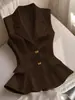 Chaleco Elegante de Exterior para Mujer, sin Mangas, Ajustado a la Cintura, con Dobladillo Fruncido, Ropa Transfronteriza Europea y Americana de Amazon