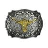 Cinturón Personalizado Estilo Europeo y Americano Transfronterizo con Base de Patrón Metálico Repujado, Hebilla de Cinturón 3D de Piel de Vaca, Hebilla de Aleación con Decoración de Mezclilla Accesorios
