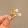 Presilha de Cabelo Refinada Pequena com Pinça Pérola Meio Preso Clipe para Franja de Testa Feminina Acessório de Cabeça Novo Clipe Lateral Presilha de Cabelo