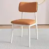 Silla de Comedor de Acero al Carbono Color Crema, Elegante Juego de Mesa y Sillas de Comedor, Silla de Comedor de Diseño para el Hogar, Silla Tapizada de Lujo Ligero de Gama Alta