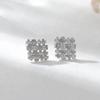 Pendientes de diamantes romboides huecos con baño de oro de 18 quilates en plata de ley S925, diseño geométrico de alta moda.