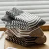 Meias Listradas para Mulheres, Outono e Inverno, Forradas com Lã, Meias Grossas de Terry até a Panturrilha, Meias Quentes e Térmicas para Casa, Meias Versáteis para Mulheres