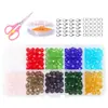 Caja de set de cuentas para punta de cuenta de vidrio, cuentas sueltas para aretes hechos a mano DIY, pulseras y materiales para accesorios de joyería